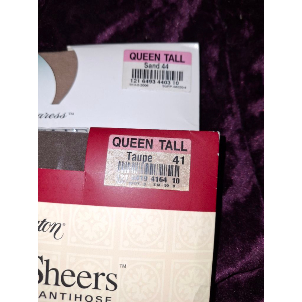 Worthington & Sheer Caress Hosiery Queen tall Taupe & Sand control top vtg nwt - Picture 3 of 3